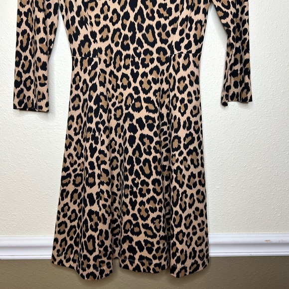 Kate Spade Leopard Boatneck Fit & Flare 3/4 Sleeve Dress 2 - Picture 3 of 7